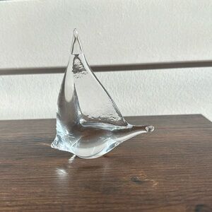 Beautiful blown glass piece bird fish sailboat clear glass
